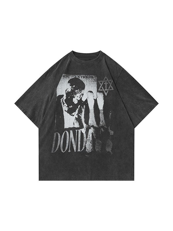 Gewaschenes und bedrucktes Herren-T-Shirt im Used-Look-2