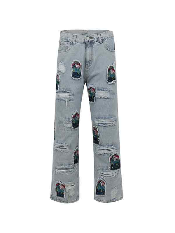 Lose Herrenjeans mit zerrissenem Stickerei-Patch-2