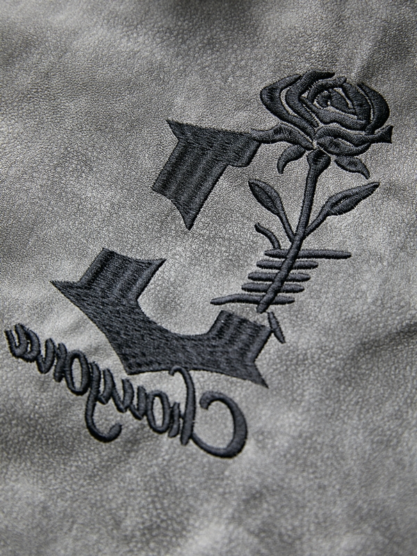 Herren-Lederspleißjacke mit Batik-Stickerei-4