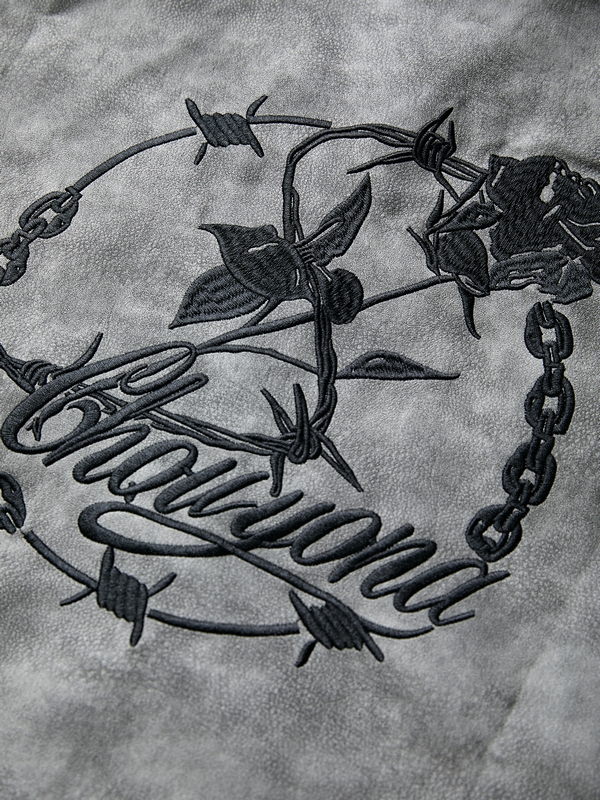 Herren-Lederspleißjacke mit Batik-Stickerei-2