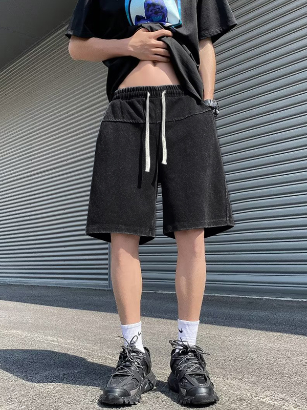 Herren-Shorts im Distressed-Look mit Kordelzug-2