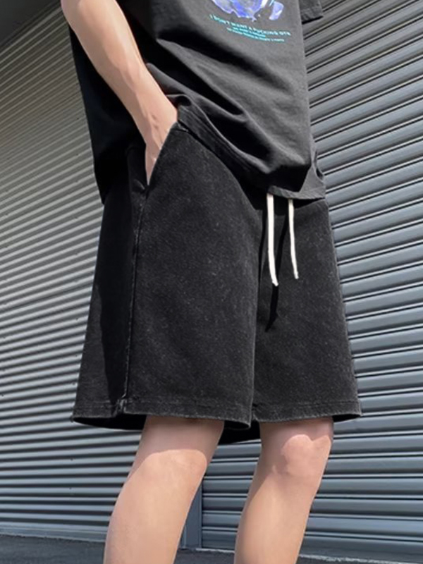 Herren-Shorts im Distressed-Look mit Kordelzug-3