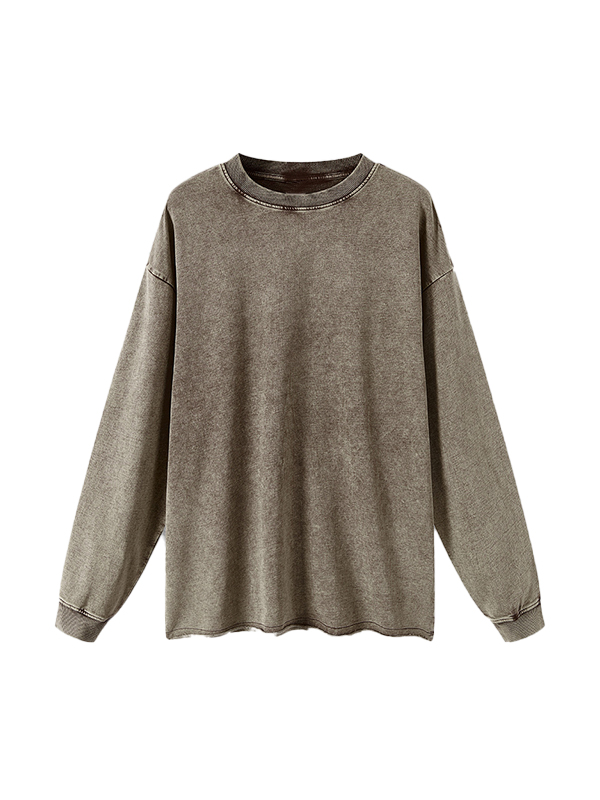 Einfarbiges, verwaschenes, dünnes Herren-Sweatshirt im Distressed-Look-3