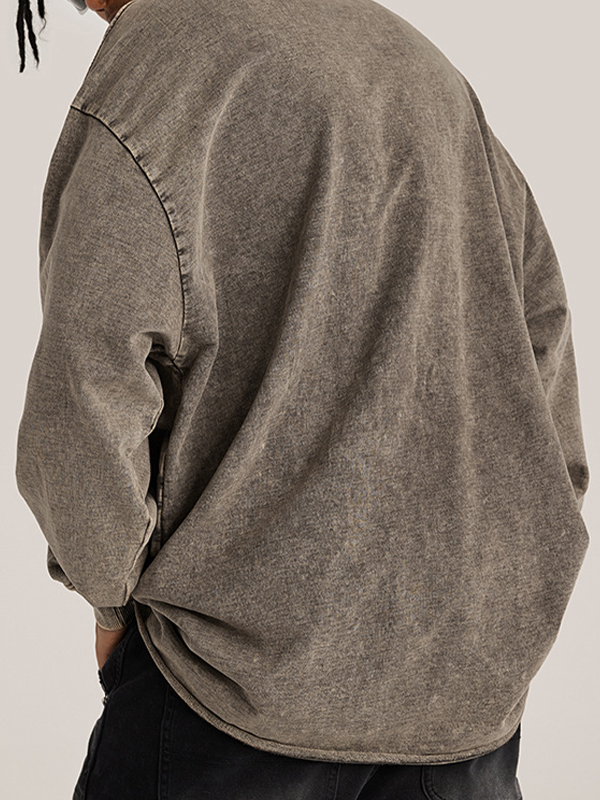 Einfarbiges, verwaschenes, dünnes Herren-Sweatshirt im Distressed-Look-2