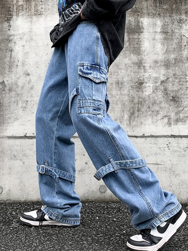 Vintage Cargo-Jeans mit Riemendetail für Herren-4
