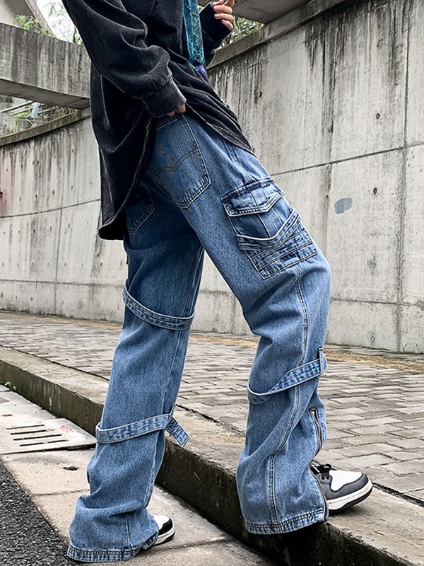 Vintage Cargo-Jeans mit Riemendetail für Herren-2