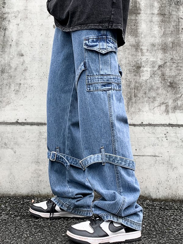 Vintage Cargo-Jeans mit Riemendetail für Herren-3