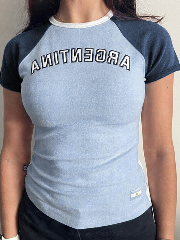 Vintage Raglan Kurzarm Crop Top-1