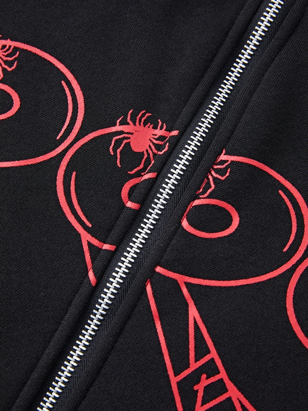 Kontrastfarbener Herren-Hoodie mit Spinnennetz-Print-5