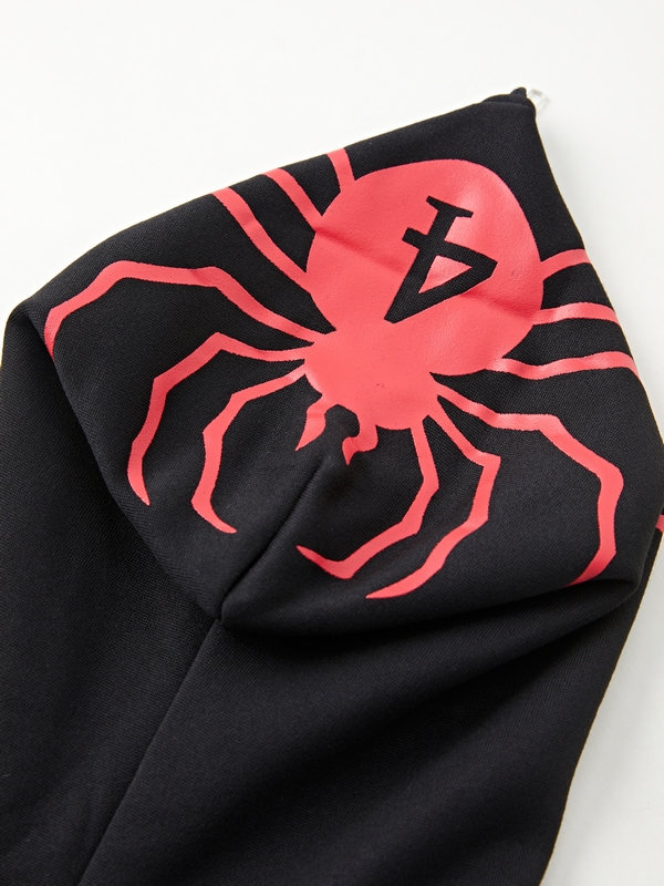 Kontrastfarbener Herren-Hoodie mit Spinnennetz-Print-2