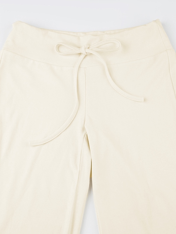 Solide Hose mit umgeschlagener Taille und ausgestelltem Bein-4