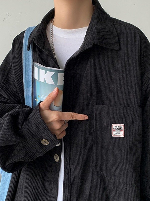 Lockeres Button-Down-Hemd aus Cord für Herren-3