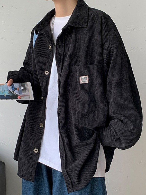 Lockeres Button-Down-Hemd aus Cord für Herren-1