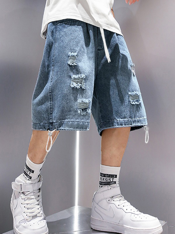 Herren Wash Distressed Skate Denim Shorts-1