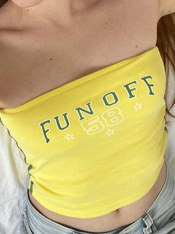 Bandeau-Oberteil mit Letter-Print-3