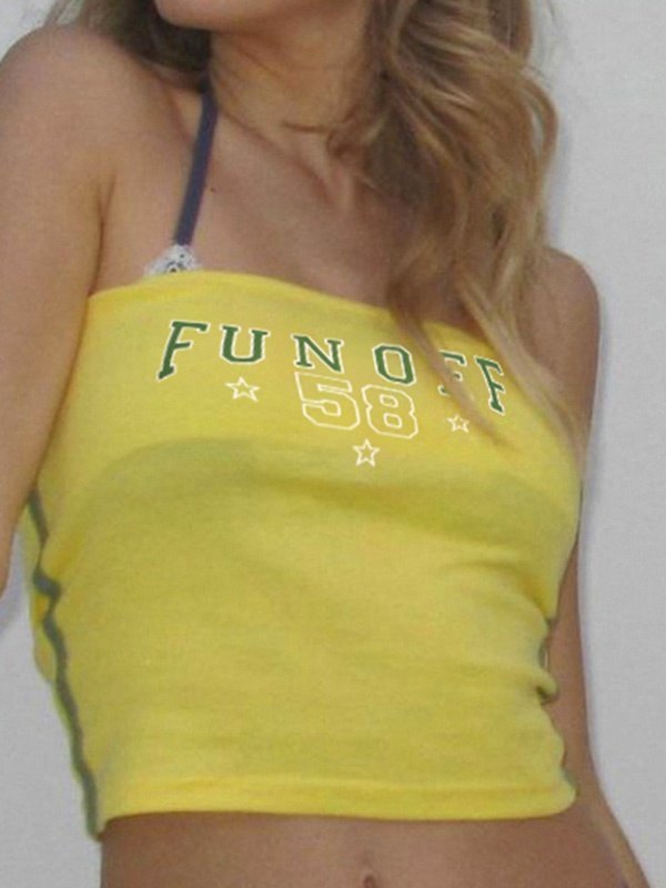 Bandeau-Oberteil mit Letter-Print-2